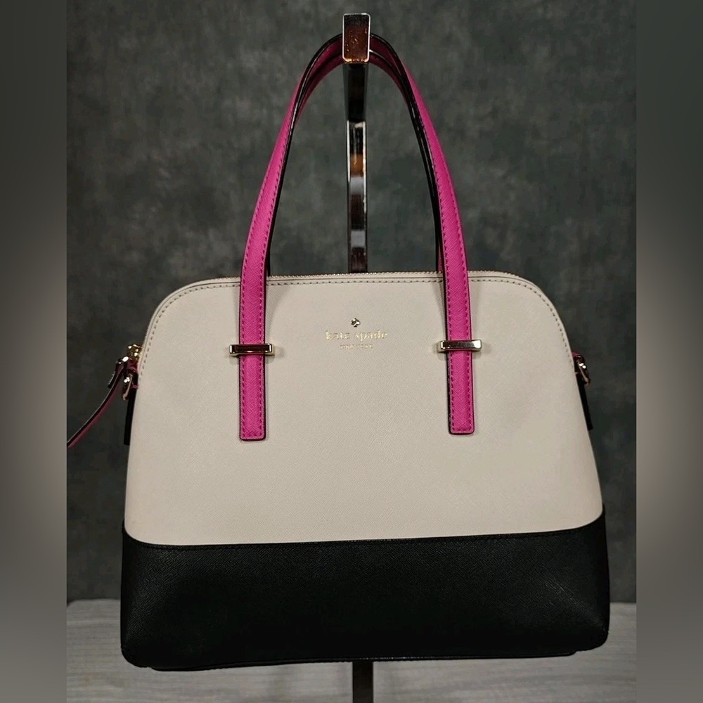 Kate Spade Cedar Street Maise Handbag Black Pebble Vivid Snapdragon